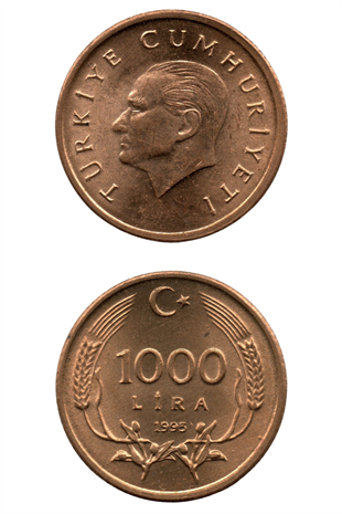 1981-2004 Period Coins1.000 Lira (1995) UNC Old Coin