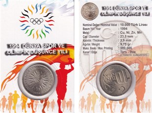 1981-2004 Dönemi Madeni Paraları1994 Dünya Spor ve Olimpik Düşünce Yılı (Tedavül) 10 Bin Lira Hatıra Parası Kiti
