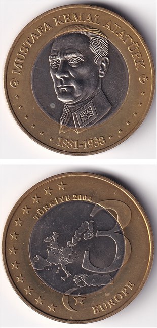1981-2004 Dönemi Madeni ParalarıTürkiye 2004 - 3 Europe - Mustafa Kemal ATATÜRK Madalyonu (ÇİL)