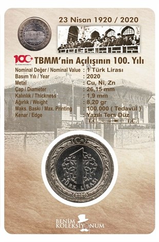 2005 and After Period CoinsCommemorative Coin for the 100th Anniversary of the Opening of the Turkish Grand National Assembly (Circulation)