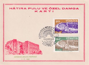 Aspendos (BELKIS) Festivali (1959) Hatıra Pulu ve Özel Damga Kartı