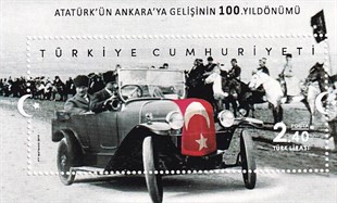Atatürkün Ankaraya Gelişinin 100. Yıldönümüı Dantelli Blok Pul 2019