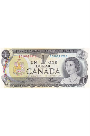 Kanada, 1 Dolar (1973), Eski Yabancı Kağıt Para P#85c