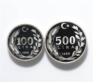 Madeni Hatıra ParalarMeksika Baskısı 100 & 500 Lira Takım (Gümüş) Hatıra Parası 