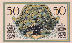 NotgeldAlmanya, Zeulenroda, 50 Pfennig (1921) Districts Series - Langenwolschendorf Notgeld