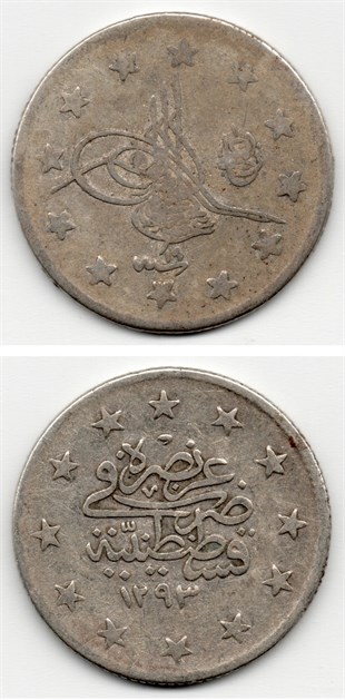 Sultan II. Abdülhamid, 2 Kuruş 1293/19 (1893) ÇT/ÇÇT Eski Madeni Para
