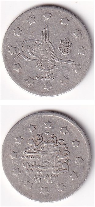 Ottoman Empire CoinsSultan II. Abdülhamid, Gümüş 1 Kuruş 1293/17 (1892) ÇT/ÇÇT Eski Madeni Para
