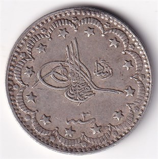 Osmanlı Dönemi Madeni ParalarSultan V. Mehmed Reşad, Gümüş 5 Kuruş 1327/3 (1911) ÇT/ÇÇT Eski Madeni Para