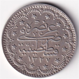 Ottoman Empire CoinsSultan V. Mehmed Reşad, Gümüş 5 Kuruş 1327/4 (1912) ÇT/ÇÇT Eski Madeni Para