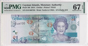 Cayman Adaları, 1 Pound 2018 P#38f PMG 67EPQ