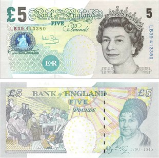 Sertifikalı Ürünlerİngiltere (Great Britain), 5 Pound (2002) P#391 ÇİL Eski Kağıt Para