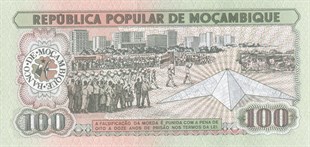 Foreign State BanknotesMozambik, 100 Meticais (1980) P#126a ÇİL Eski Yabancı Kağıt Para
