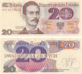 Foreign State BanknotesPolonya, 20 Zloti (1982) P#149b ÇİL Eski Yabancı Kağıt Para