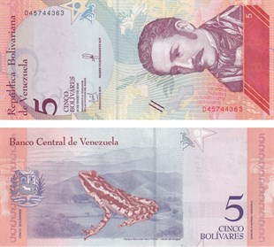 Yabancı Devletlerin Kağıt ParalarıVenezuela, 5 Bolivar (2018) ÇİL Eski Yabancı Kağıt Para