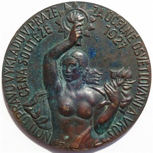 Çekoslovakya, Aydınlanma Ve Bilim Ödülleri Madalyonu, Bronz 1927 Çilaltı/AUNC